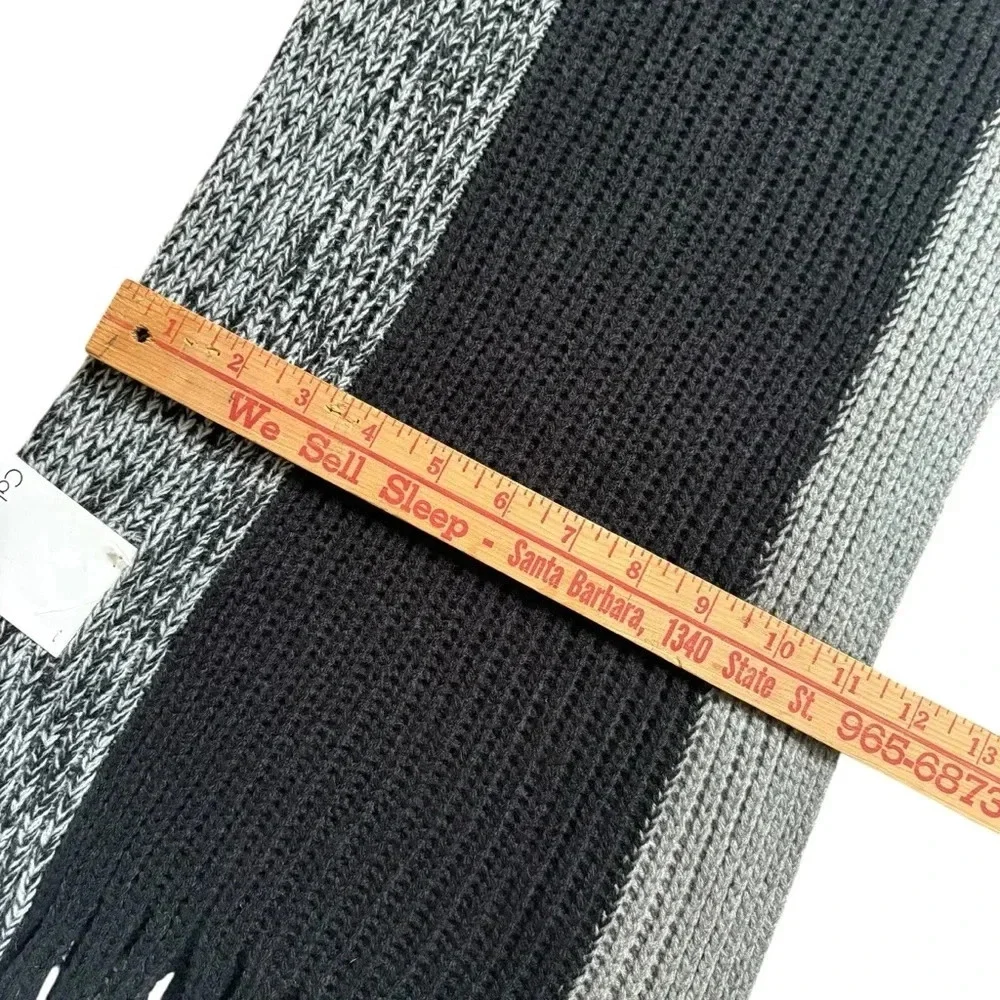 NWT Calvin Klein Black & Gray Colorblock Chunky Raschel Muffler Scarf One Size